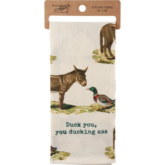 Animal Puns Embroidered Tea and Dish Towels | Linen Novelty Kitchen Towels