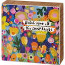 Watch Over All The Small Things Inspo Block Sign | Inspirational Wall Decor | 3" x 3" | Gift for Her Cute and Funny Graphic Wooden Box Signs with Sayings for Gallery Walls