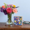 Run Towards Your Joy Inspo Block Sign | Inspirational Wall Decor | 4" x 4" | Gift for Her Cute and Funny Graphic Wooden Box Signs with Sayings for Gallery Walls