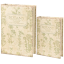 Botany Book Box Set of 2 | Vintage Book Shaped Storage Stash Trinket Boxes Vintage Book Box Stash Trinket Storage | Decorative Book-Shaped Storage