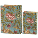 Floral Nouveau Book Box Set Of 2 | Vintage Designs Book Shaped Trinket Storage Box Vintage Book Box Stash Trinket Storage | Decorative Book-Shaped Storage