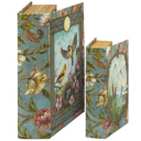 Floral Nouveau Book Box Set Of 2 | Vintage Designs Book Shaped Trinket Storage Box Vintage Book Box Stash Trinket Storage | Decorative Book-Shaped Storage