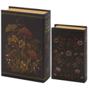 Hidden Garden Book Box Set of 2 | Decorative Vintage Book Mushrooms & Florals Design Organizer Vintage Book Box Stash Trinket Storage | Decorative Book-Shaped Storage