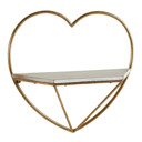 Heart Floating Metal Wall Shelf, Gold Frame Minimalist Decor