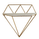 Diamond Floating Metal Wall Shelf, Gold Frame Minimalist Decor