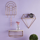 Diamond Floating Metal Wall Shelf, Gold Frame Minimalist Decor