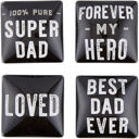 Super Dad Square Glass Magnet Set in a Gift Box Father's Day Jane Exclusive Extravaganza