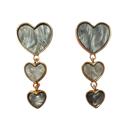 Opalescent Gray Heart Heart Hoop Earrings Silver or Gold
