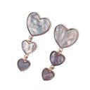 Opalescent Gray Heart Heart Hoop Earrings Silver or Gold