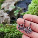 Mushroom Wreath Heart Hoop Earrings Silver or Gold