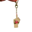 Vintage Hand w/ Rose Tattoo Enamel Keychain or Bag Charm Middle Finger Stud Earrings in Gold or Silver and Key Ring