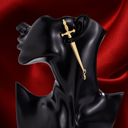 Gold Sword Maiden Single Stabby Earring in Gold or Silver | 3.5" Long Dagger Earrings for Feminists, Goths
