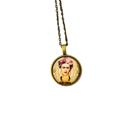 Bronze Frida Cabochon Pendant Necklace in Aged Bronze or Black