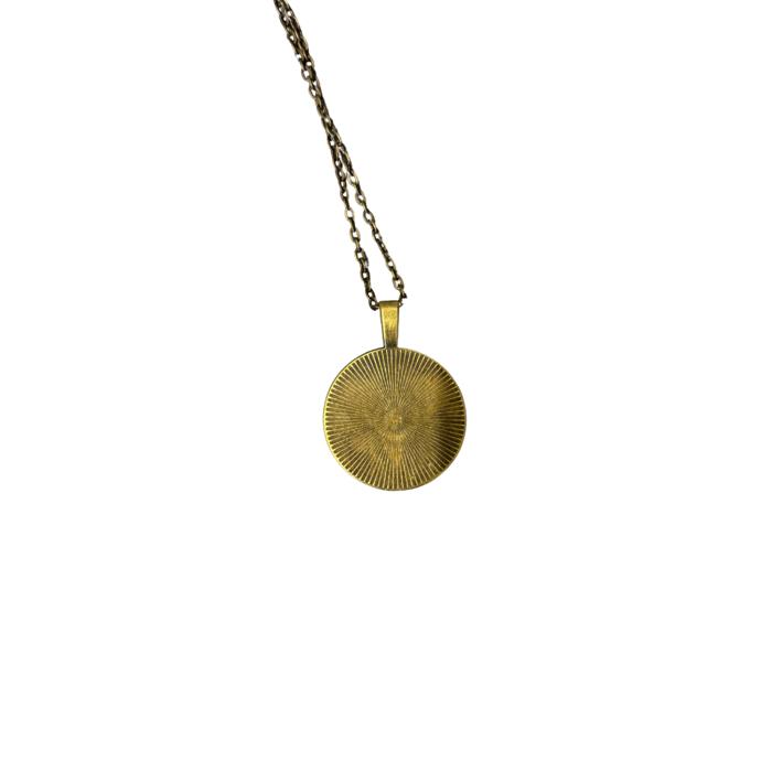 Frida Cabochon Pendant Necklace in Aged Bronze or Black