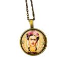 Bronze Frida Cabochon Pendant Necklace in Aged Bronze or Black