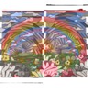 Rainbow and Sunrise Double-sided Zipper Pouch | Recycled Material Wallet Organizer | 9.50" x 7" Multipurpose Zipper Bags – Jumbo Pouches, Wallets & Coin Purses