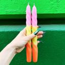 Set of 2 Tapered Candle in Pink-Yellow-Orange Thanksgiving Home Decor | Holiday-Ready Must Have