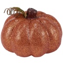 Orange Glitter Disco Pumpkins - Velvet Decor Pumpkins for Halloween - Glitter Neon Flocked Indoor Halloween Decorations