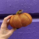 Orange Glitter Disco Pumpkins - Velvet Decor Pumpkins for Halloween - Glitter Neon Flocked Indoor Halloween Decorations