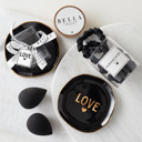 Love Black Ceramic Tray with Makeup Sponge Gift Set Spa Stocking Stuffers Under $15