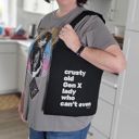 Crusty Old Gen X Lady Who Can't Even Funny Slouchy Canvas Tote Bags with Humorous Slogans