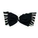Zebra/Black Pom Bow Hair Clips | Nylon Alligator Clips Hair Accessory [4 Styles]