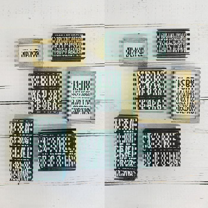 Cute and Funny Graphic Wooden Box Signs with Sayings for Gallery Walls