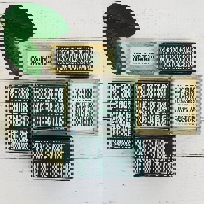 Cute and Funny Graphic Wooden Box Signs with Sayings for Gallery Walls