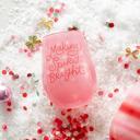 JUMBO Making Spirits Bright 30 Oz Wine Cute Christmas Wine Glasses - Sold Individually for Gifting or Collect a Whole Set