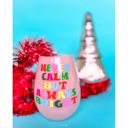 Never Calm Always Bright JUMBO 30 Oz Stemless Wine Glass Cute Christmas Wine Glasses - Sold Individually for Gifting or Collect a Whole Set