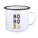HO HO XO  HO HO XO Enamel Gift Mug | 24oz Holiday Camp Mug | Christmas Coffee or Cocoa Cup