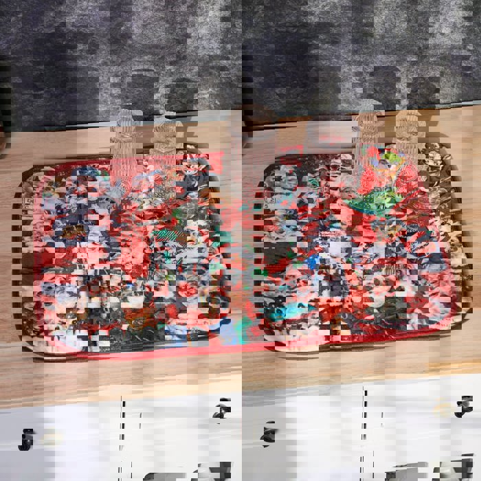 Retro Art Drying Mat for Kitchen – Vintage Illustration Dish Mat for Counters & Dishes