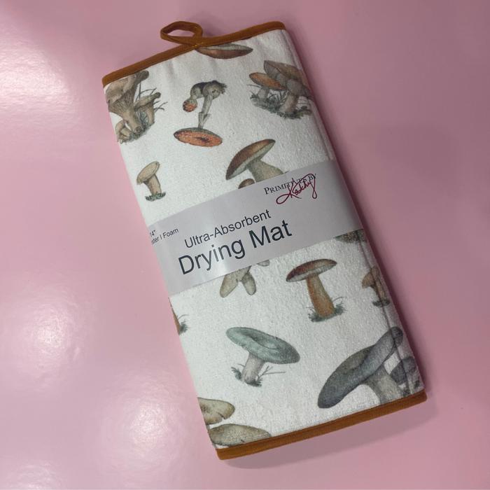 Retro Art Drying Mat for Kitchen – Vintage Illustration Dish Mat for Counters & Dishes