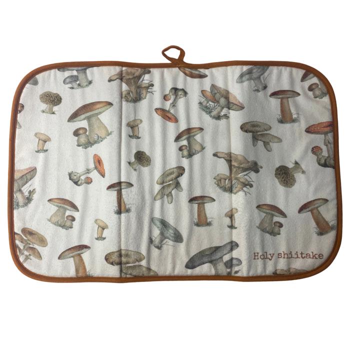 Retro Art Drying Mat for Kitchen – Vintage Illustration Dish Mat for Counters & Dishes