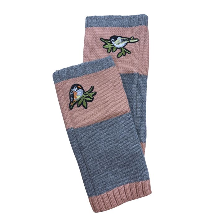 Bird Applique Arm Warmers | Fingerless Gloves in Black, Pink, or Green