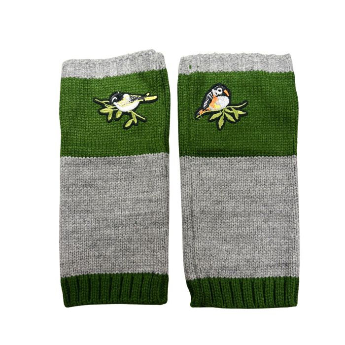 Bird Applique Arm Warmers | Fingerless Gloves in Black, Pink, or Green