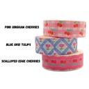 Scalloped Edge Cherries Y2K Dopamine Washi Tape | Aesthetic Cherry & Tulip Decorative Masking Tape
