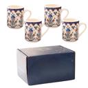 Thin Clove Boxed Gift Set of 4 Handmade Mugs - Turkish Flowers, Hand Painted