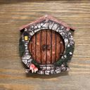 Round Stone Mini Fairy Door | 4" Tall Faux Faerie Elf Door Outdoor Garden Decor