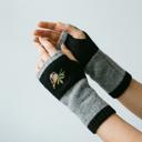 Black Bird Applique Arm Warmers | Fingerless Gloves in Black, Pink, or Green