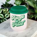 Adopt a Plant Ceramic To Go Mug Pretty Eco- and Plant-Themed To-Go Mugs with Silicone Lids | Eco-friendly Gifts - 5 Options!