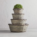 Set of 4 Round Bamboo Basket Set Dual Color Eco-Friendly Woven Storage Basket Sets – Closet, Bathroom & Pantry Organizers