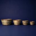 Set of 4 Round Bamboo Basket Set Dual Color Eco-Friendly Woven Storage Basket Sets – Closet, Bathroom & Pantry Organizers