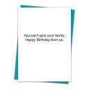Pick Your Family Birthday 6 Pack Greeting Cards Cute and Funny Sayings Minimalist White Cards with Envelopes Blank Inside