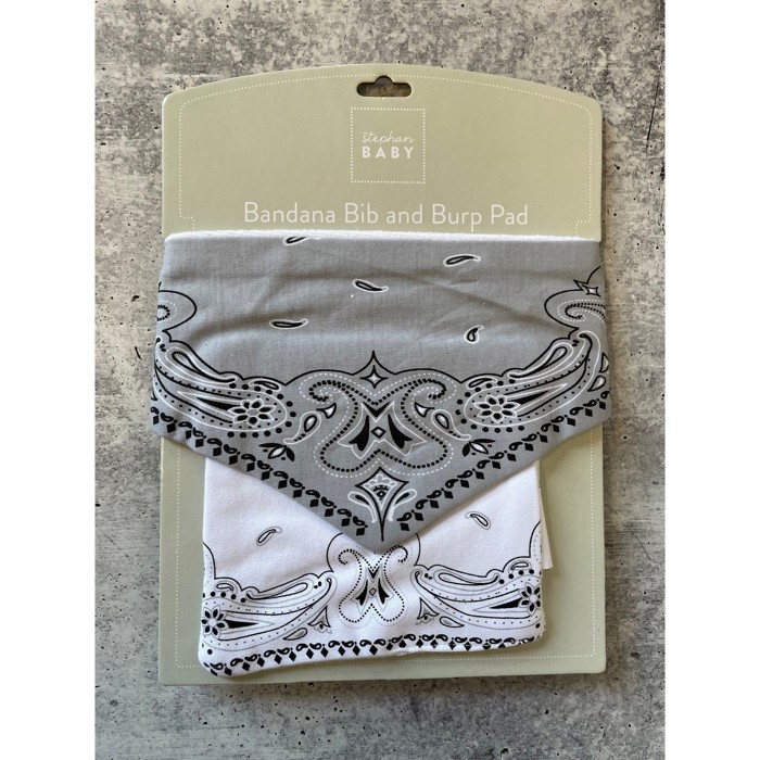 Baby Bandana and Burp Cloth Westernwear Cute Infant Gift Set in Black or Gray