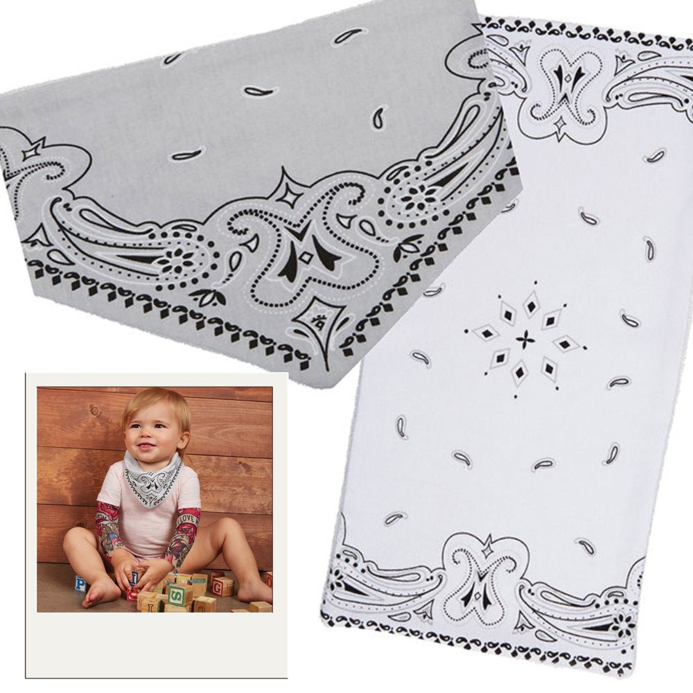 Baby Bandana and Burp Cloth Westernwear Cute Infant Gift Set in Black or Gray