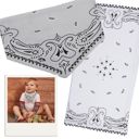  Baby Bandana and Burp Cloth Westernwear Cute Infant Gift Set in Black or Gray