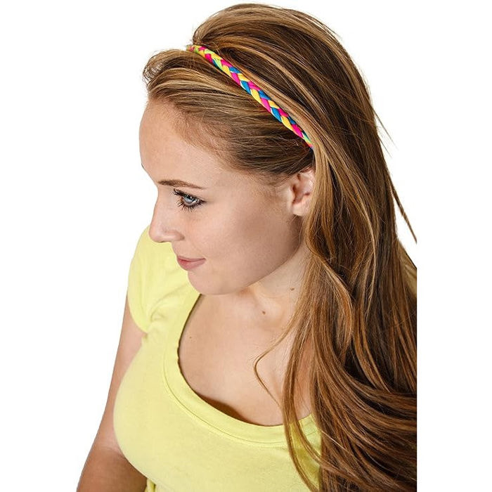 3 Pack Single Pom Braid In the Pink | Nylon Headband Hair Accessory