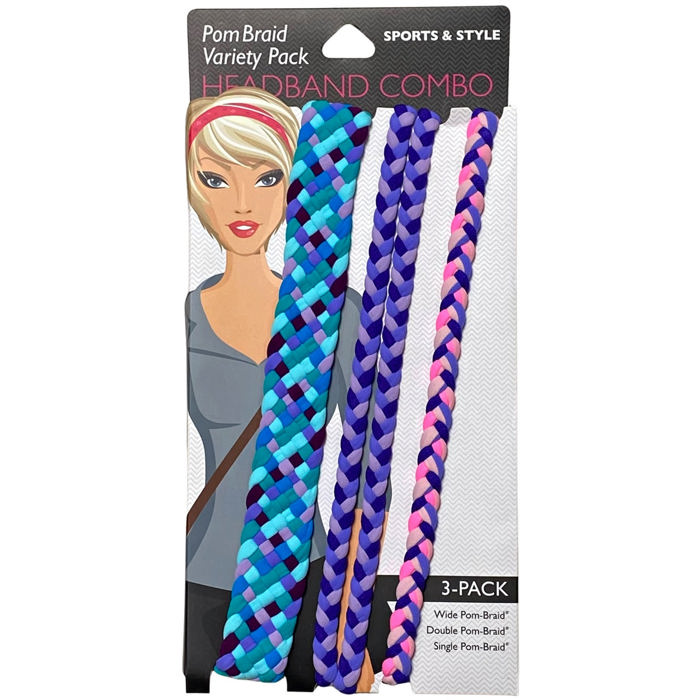 Braided Rope Stretch Workout Headband Packs and Singles