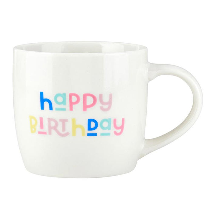 3 Piece Happy Birthday Mug Cake Gift Set | Coffee Mug Mini Crown Cupcake Topper